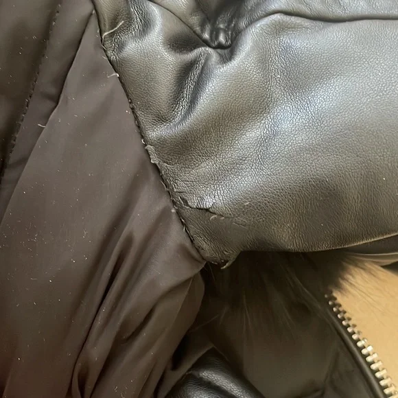 Nicole Benisti Leather-trim Down Jacket Black Size XS - Picture 12 of 16